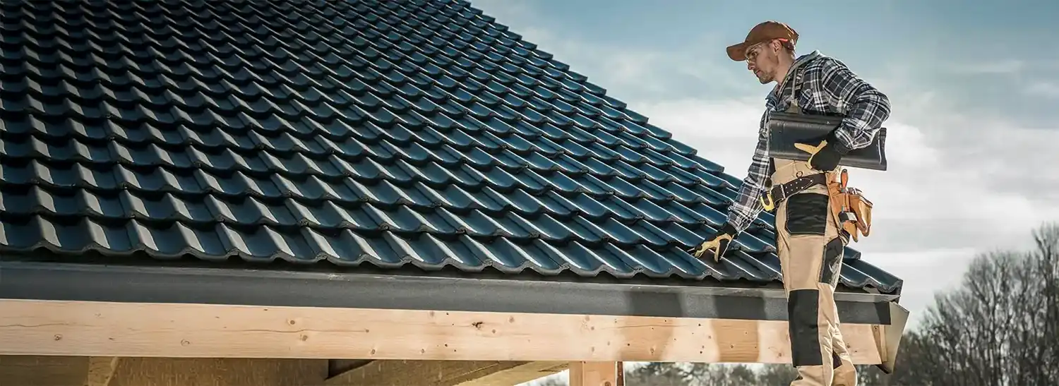 Lion Roofing & Gutters crew on a roof